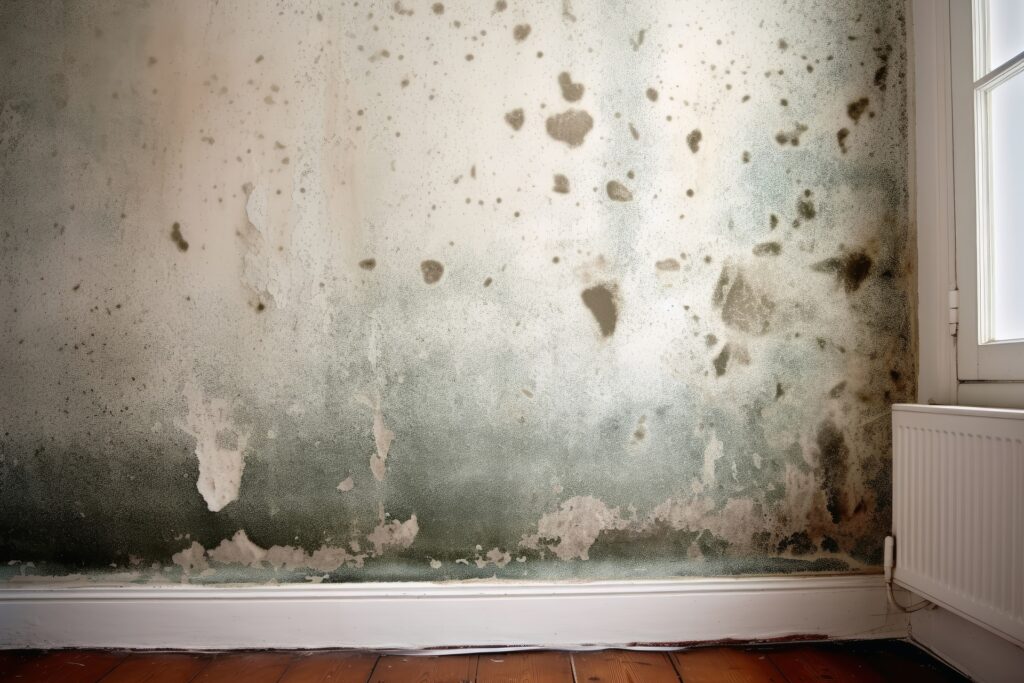 A rented flat with mould on the wall